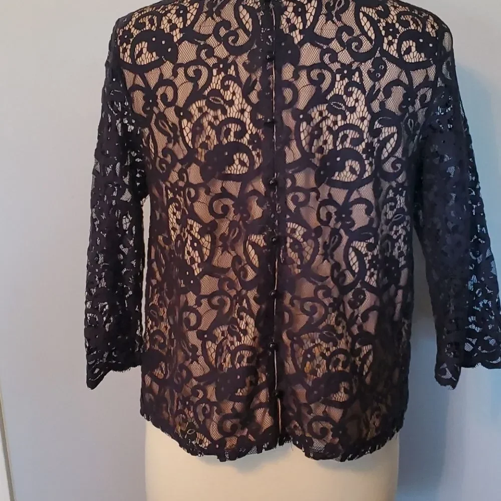 Blue Lace Blouse - Picture 2 of 4